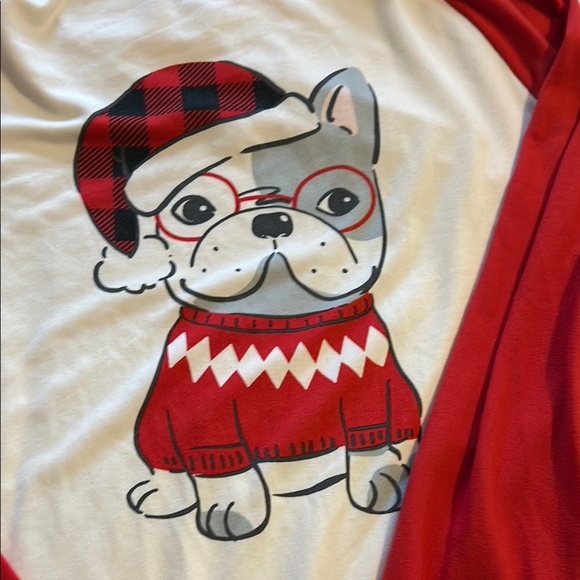 Hanes Men's Red Long Sleeve Tee with Bulldog Print - Picture 3 of 3